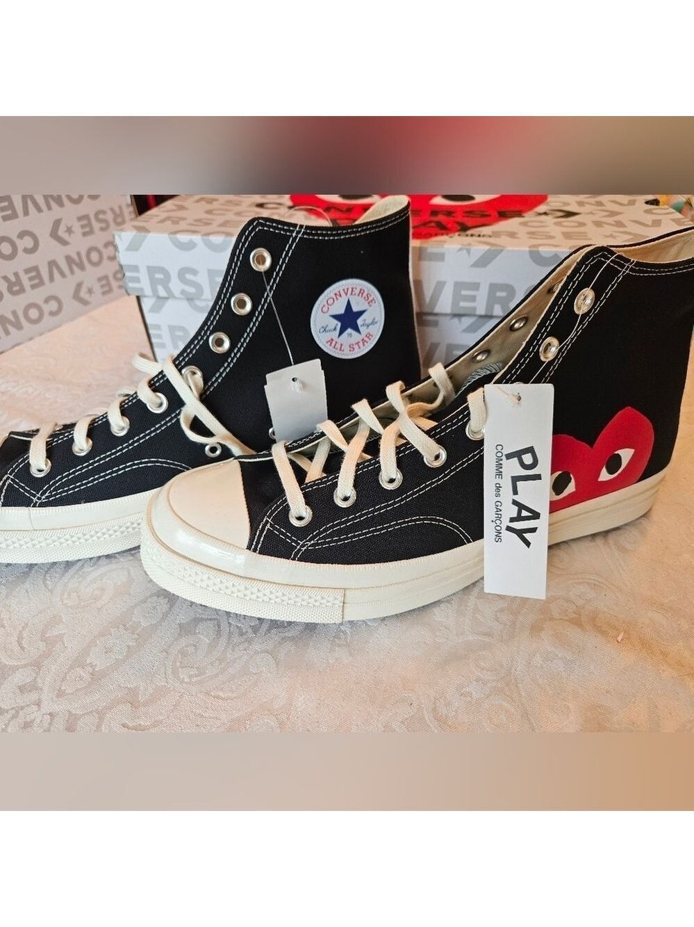 Converse x Comme des Garçons Black High-Top Sneakers, Men's 12, Women's 14, NIB